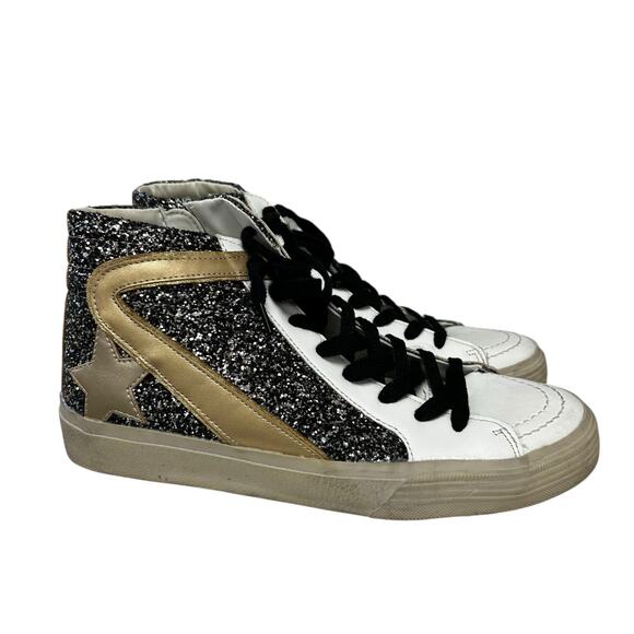 ShuShop | Shoes | Shu Shop Pia Black Glitter Gold Side Zip Star